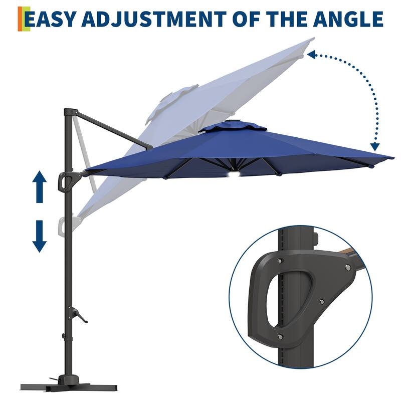 10FT Outdoor Cantilever Umbrella Patio Umbrella with Base