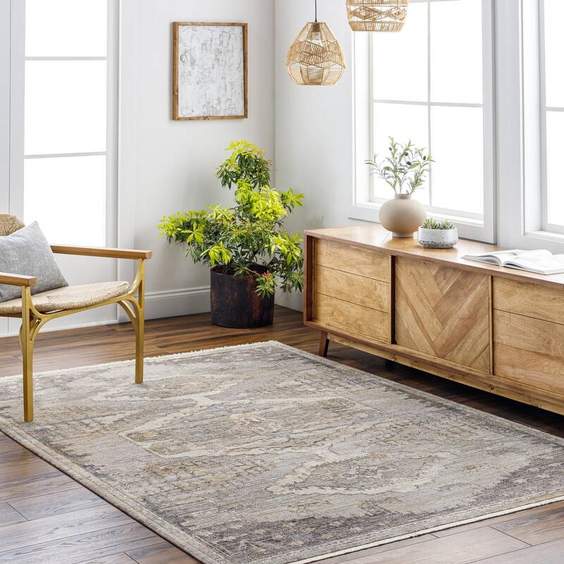 Livabliss Traditional Aida Medallion Area Rug - 7'10" x 9'8" - Beige/Tan