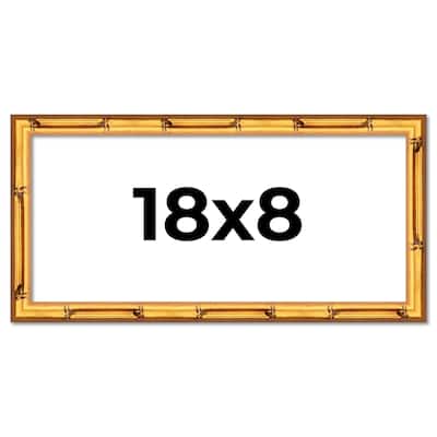 18x8 Frame Gold Bamboo Solid Wood Picture Frame | 1 Inch Moulding