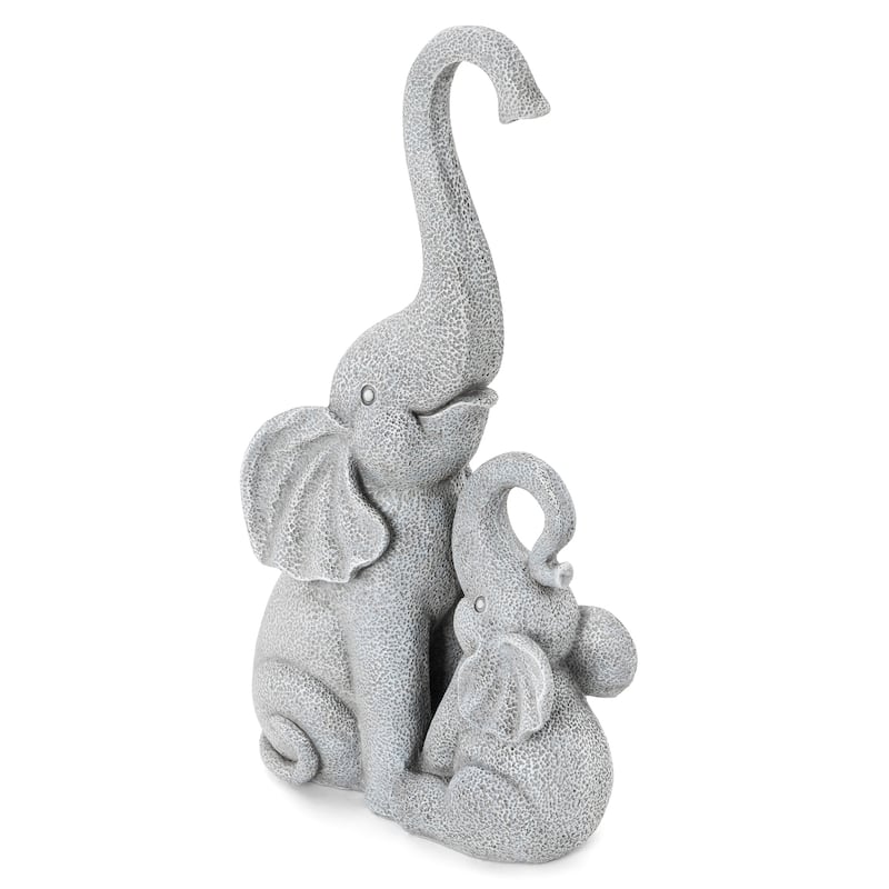 Glitzhome 18.25''H Resin Mother and Baby Elephant Statue