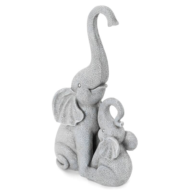 Glitzhome 18.5"H Outdoor Elephant Fountain or Statue for Patio, Yard, Porch Decor