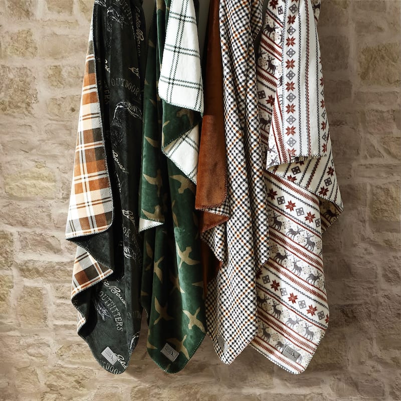 Eddie Bauer Printed Reversible Ultra Soft Plush Throw Blanket