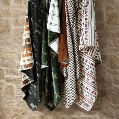 Eddie Bauer Printed Reversible Ultra Soft Plush Throw Blanket