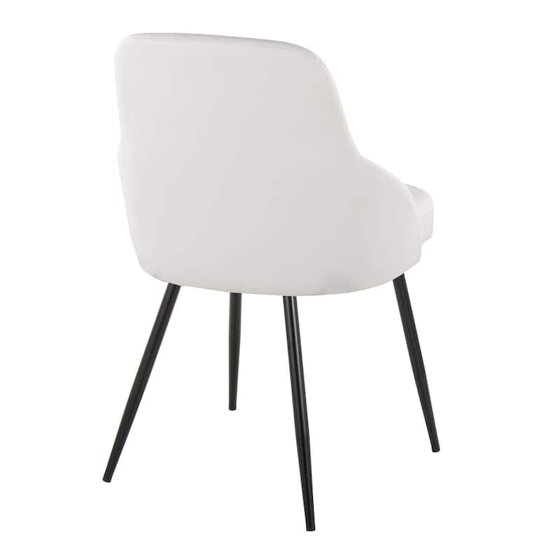 York Upholstered Contemporary Chair in Black Metal - Set of 2
