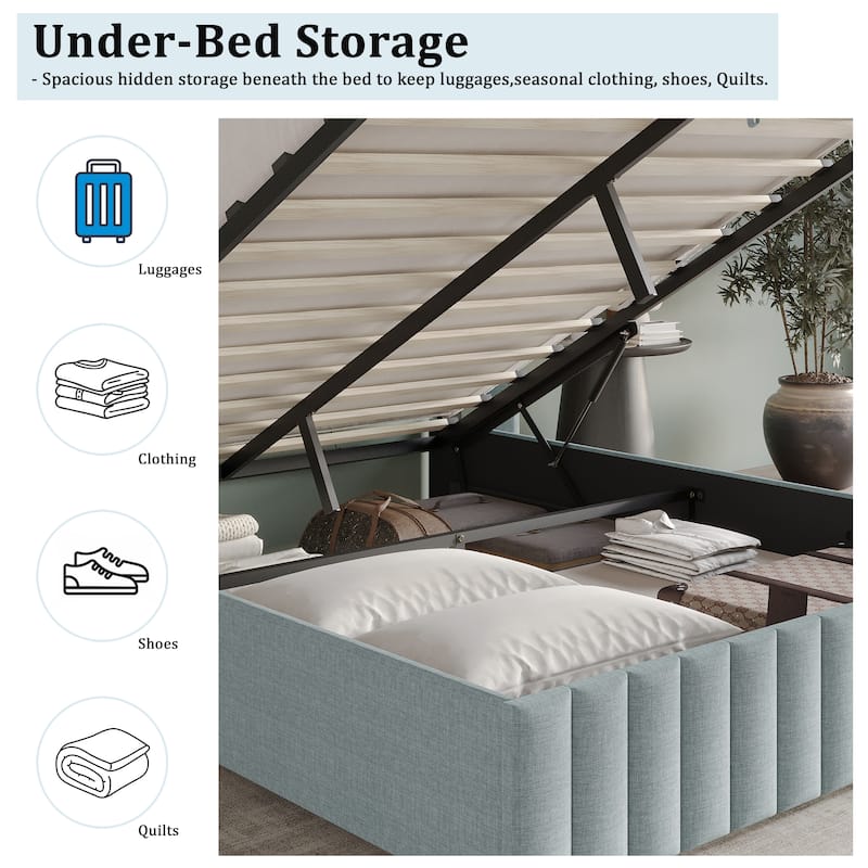 CraftPorch Minimalist Wingback Platform Lift Up Storage Bed