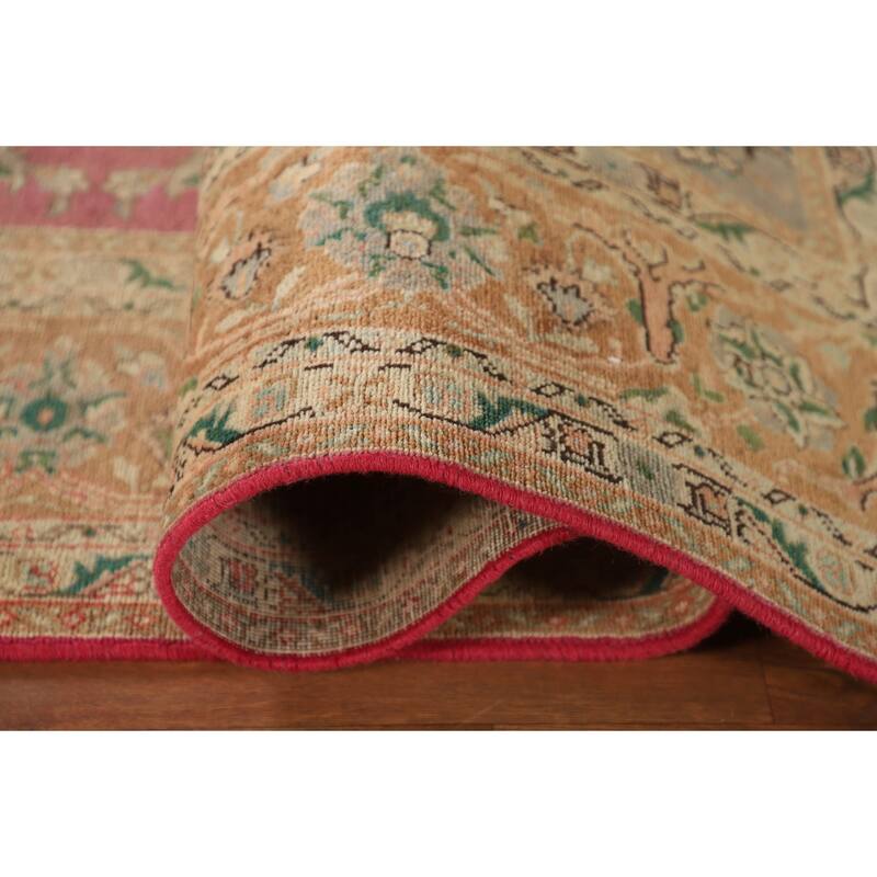 Pink Tabriz Persian Vintage Rug Handmade Wool Carpet - 8'0"x 11'2"