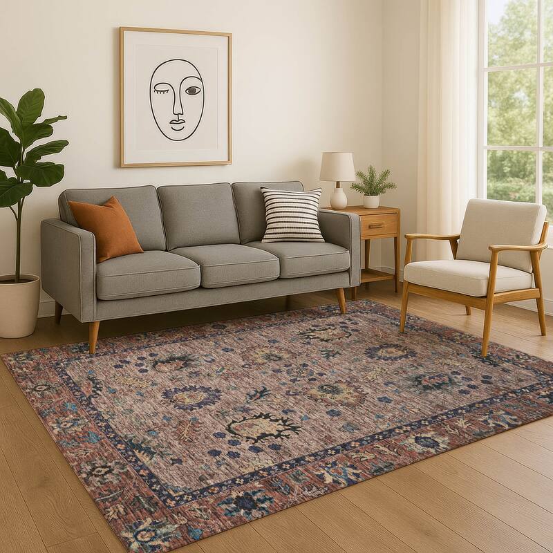 Premium Washable Super Soft Traditional Lily Mayfield Rug - Mocha - 9' x 12'