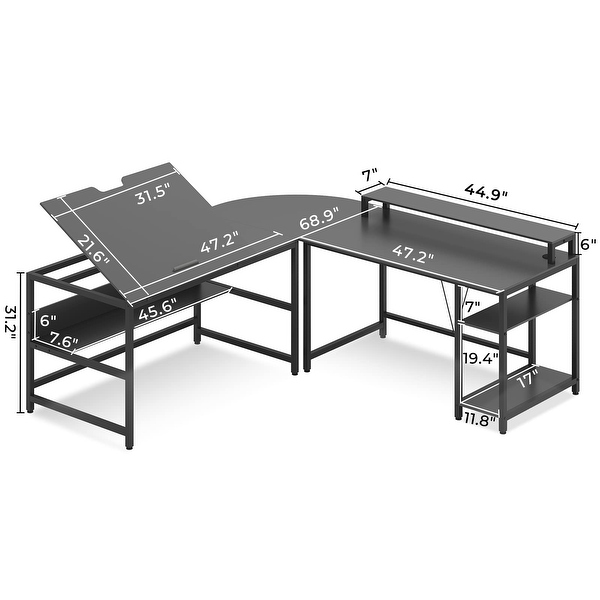 L desk with drafting table discount
