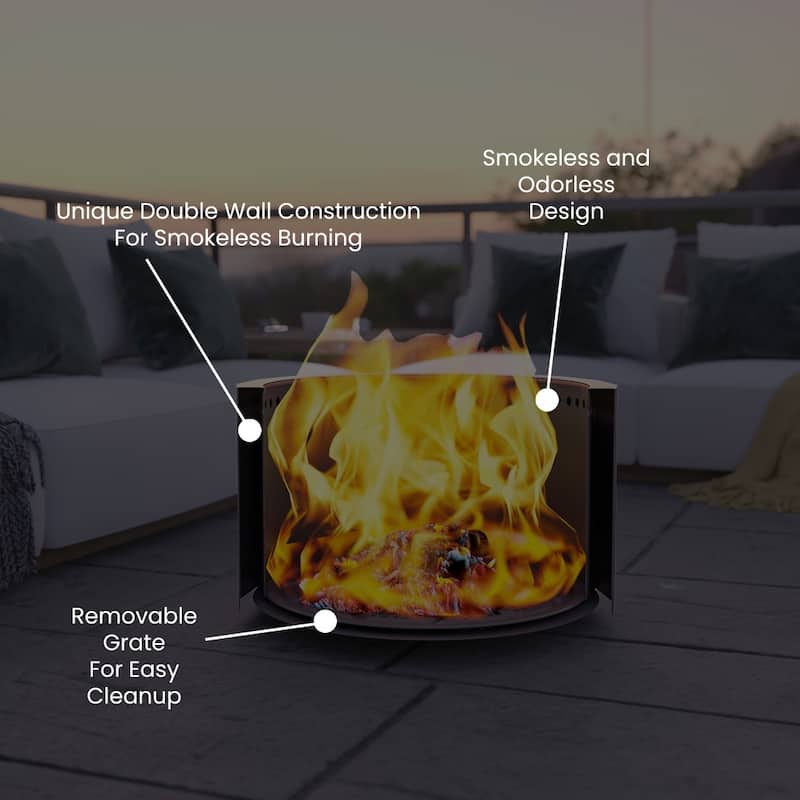 27" Outdoor Smokeless Wood Burning Portable Fire Pit