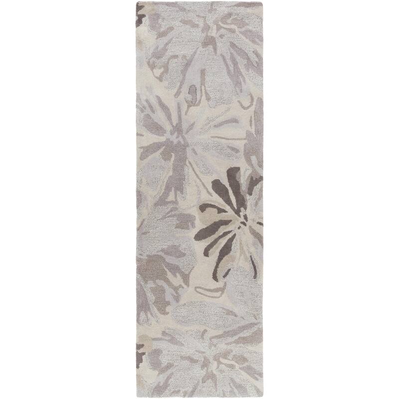 Livabliss Athena Country Floral & Botanical Area Rug - Light Gray/Brown - 3' x 12'