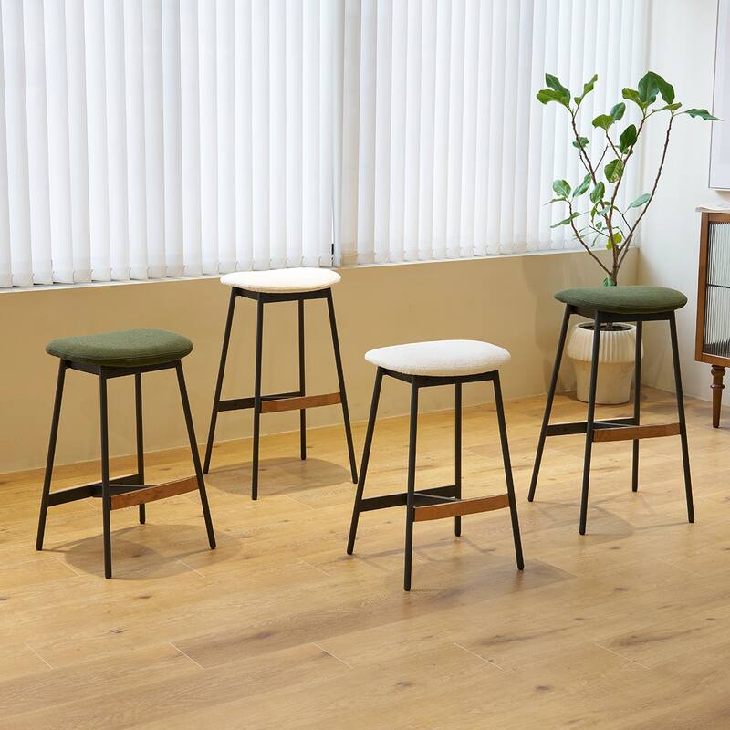 Set of 2 Modern Backless Upholstered Counter Bar Stools