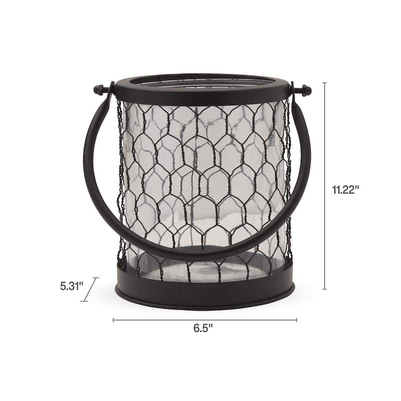 Elements Wire Lantern, 6X6 Inch, Black
