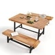 preview thumbnail 5 of 10, MAISON ARTS 3-Piece Patio Dining Table Set Acacia Wood with 1 Rectangular Table and 2 Benches