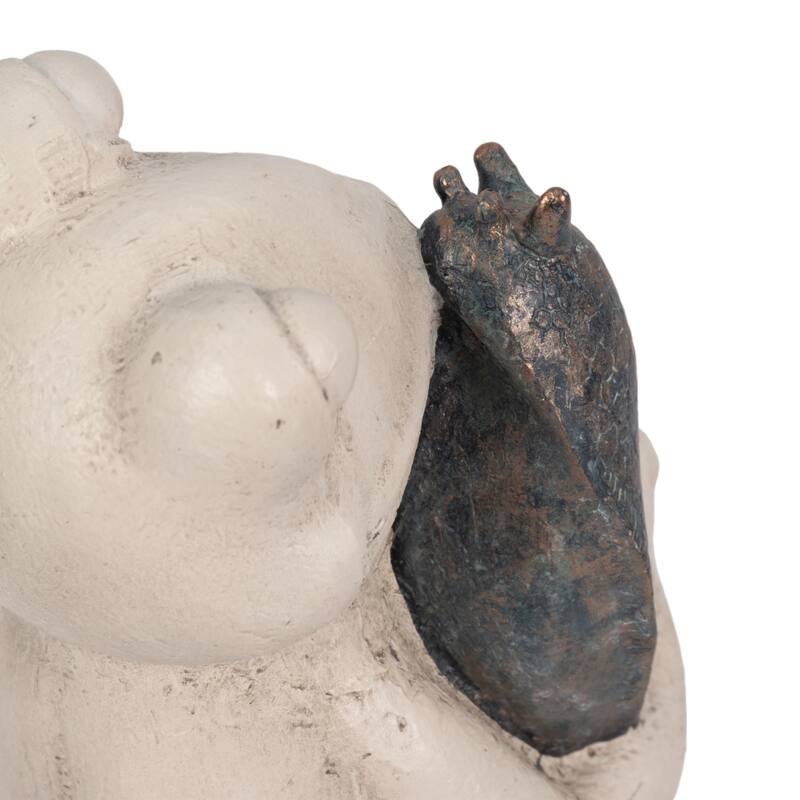Sagebrook Home 12" Frog And Snail Hug Statue, Grey Polyresin and Metal
