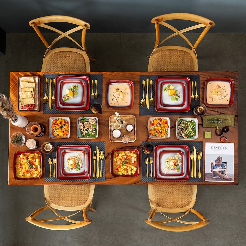 vancasso Stern Reactive Glaze Stoneware Dinnerware Set, Service for 4