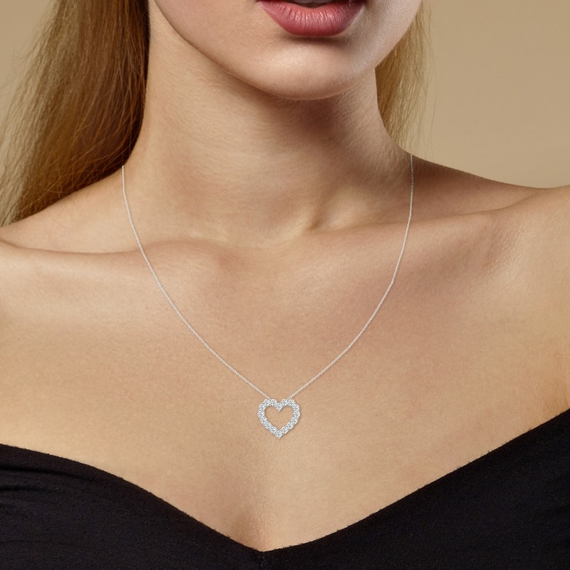 Marquee 2 Carat TW Lab Grown Diamond Heart Shape Pendant in 14K White Gold