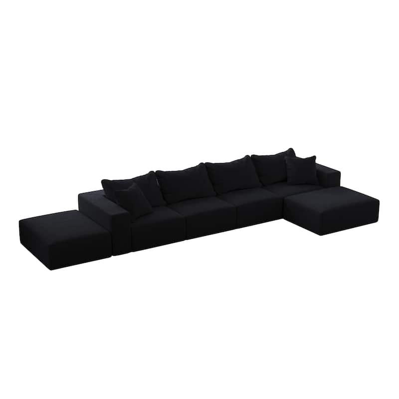 Modern 162-Inch Modular L-Shaped Sectional Sofa Set Free Combination Sofa Couch with 6 Pillows for Living Room Bedroom