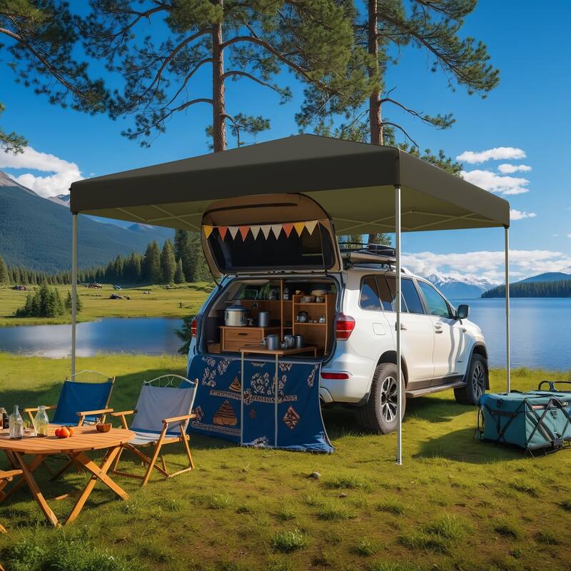 Pop Up Canopy Tent – Outdoor Shade Gazebo with Storage Bag & Sandbags,Easy Setup Canopy for Patio, Camping, Beach - 10x10 - Black