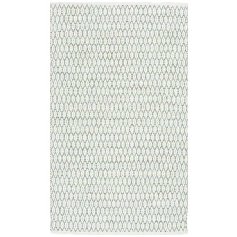 SAFAVIEH Handmade Flatweave Montauk Cassidy Casual Cotton Rug - 2' x 3' - Light Green/Ivory