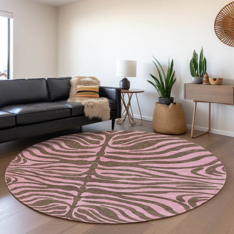 Premium Washable Super Soft Modern Zebra Print Mayfield Rug - Brown - 8' x 8'