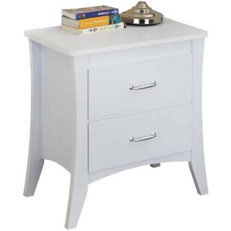 Wood Rustic Nightstand with 2 Drawers and Metal Handles