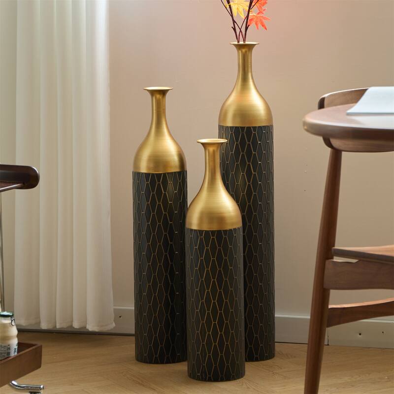Home Decorated Floor Metal Vases (Set of 3)