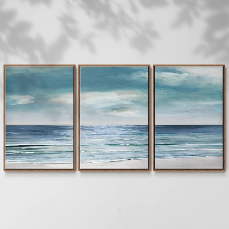 Blue Silver Shore - Multi Piece Framed Canvas