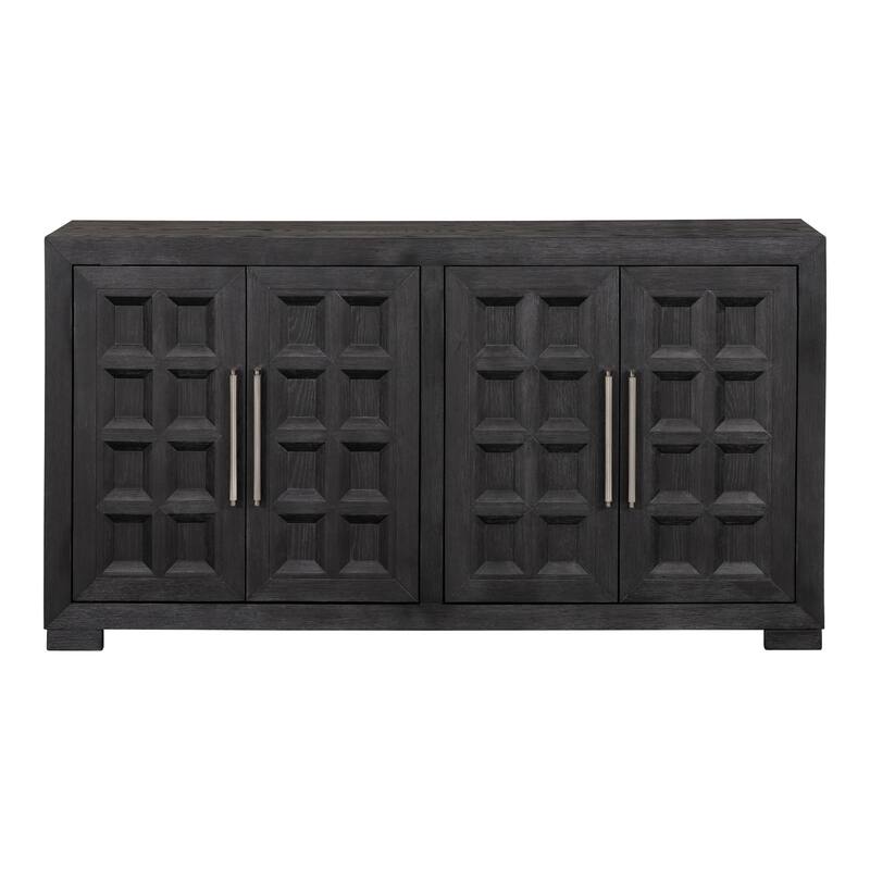 Furniture of America Durem Modern Solid Wood 4-Shelf Coffered Panel Dining Server