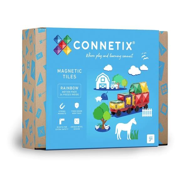 slide 2 of 8, Connetix Magnetic Tiles Rainbow Motion Pack, 24 Pieces Rainbow - Kids