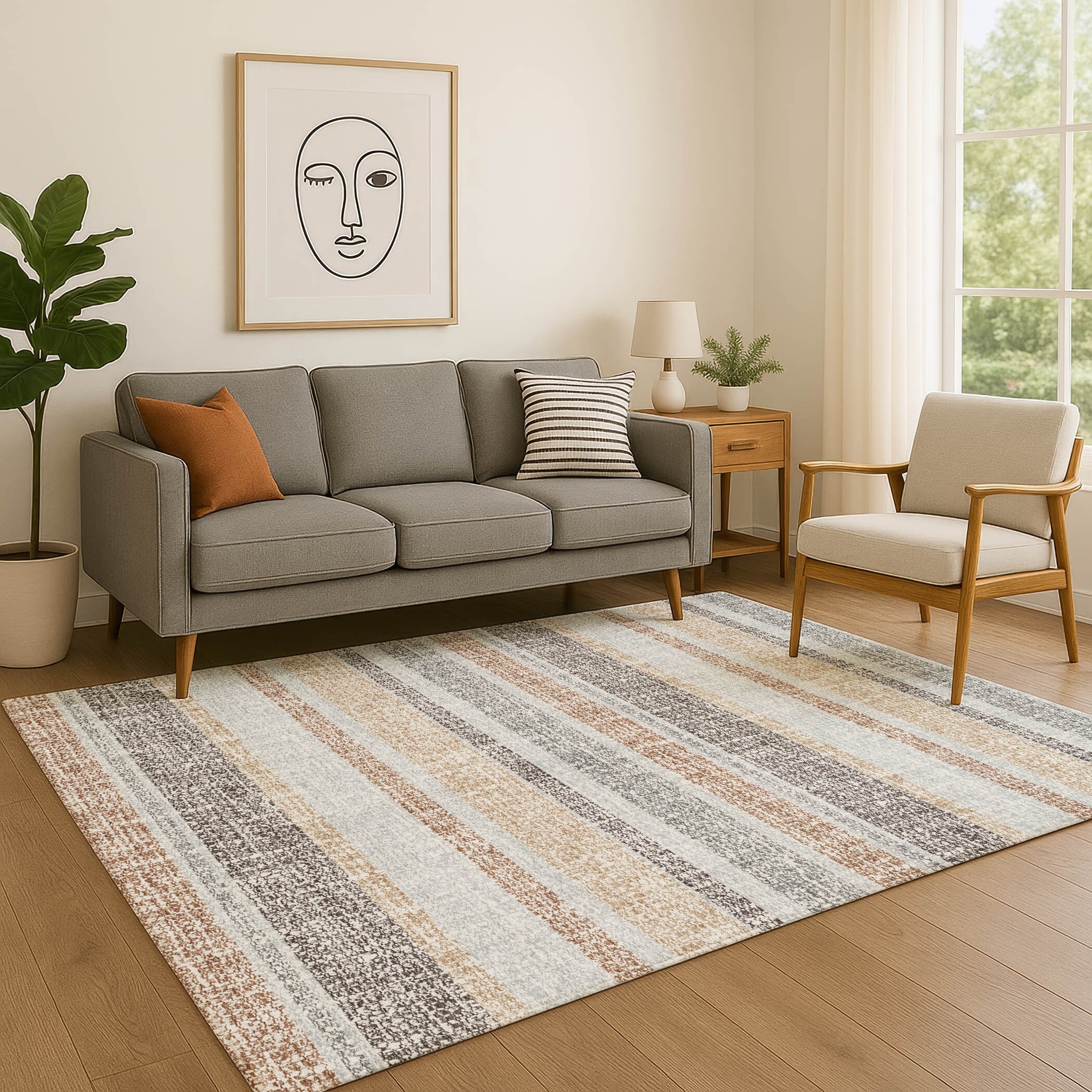 Premium Washable Super Soft Vintage Stripe Mayfield Rug