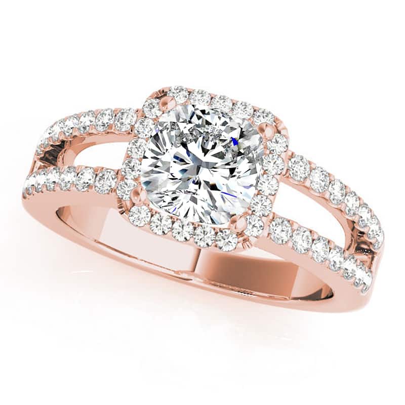 Auriya 14k Rose Gold Lab Grown Cushion Diamond Halo Engagement Ring 0.50 to 5.00 ct. tw. (F-G VS) - 1.50 ct. center - 5.5