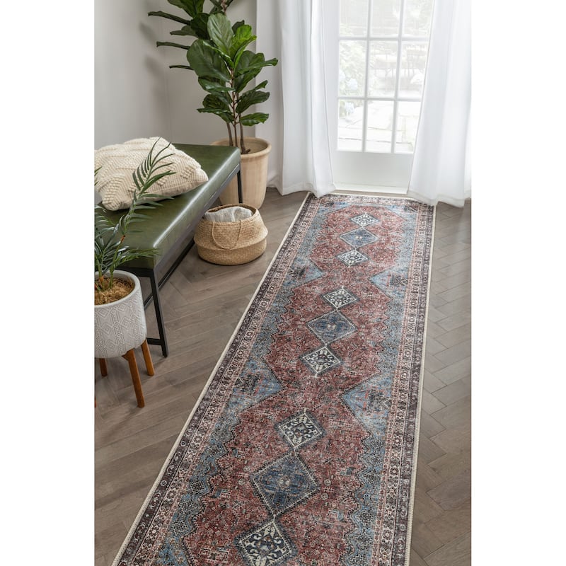 Well Woven Lotus Menda Vintage Medallion Machine Washable Area Rug