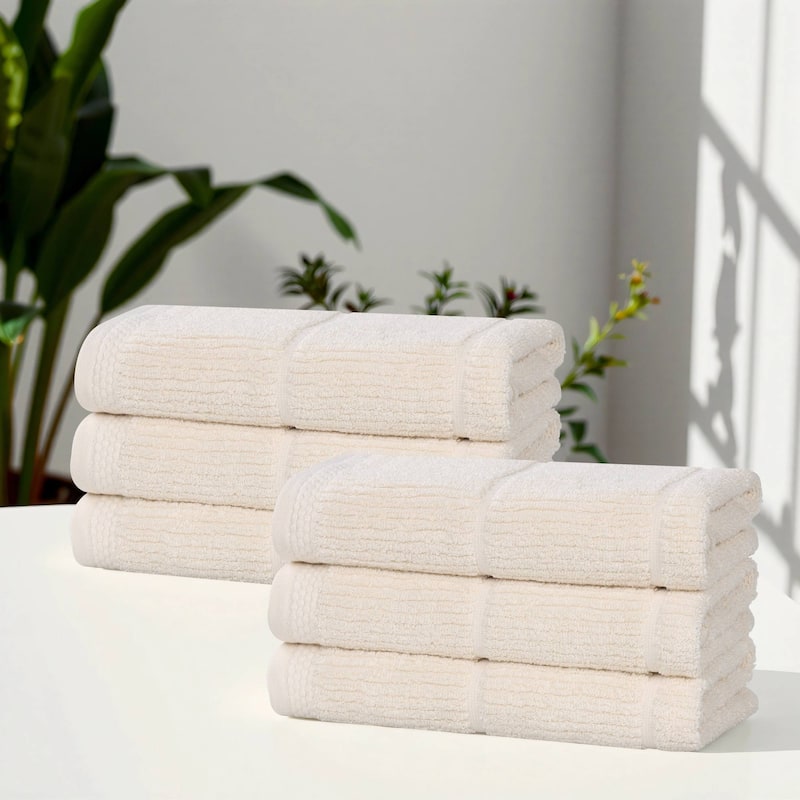 Superior Milo Smart Twist Viscose Cotton Blend Hand Towels, Set of 6 - Ivory