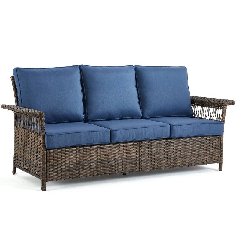 Outdoor Wicker Sofa with Cushions