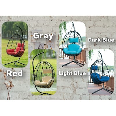 Wicker Hanging Egg Chair with Stand - Boho Swing Chair for Patio, Living Room, Bedroom & Balcony