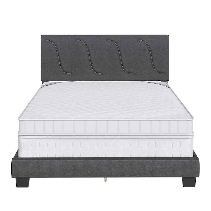 Boyd Sleep Aberdeen Linen Upholstered Queen Platform Bed Frame & Headboard, Grey