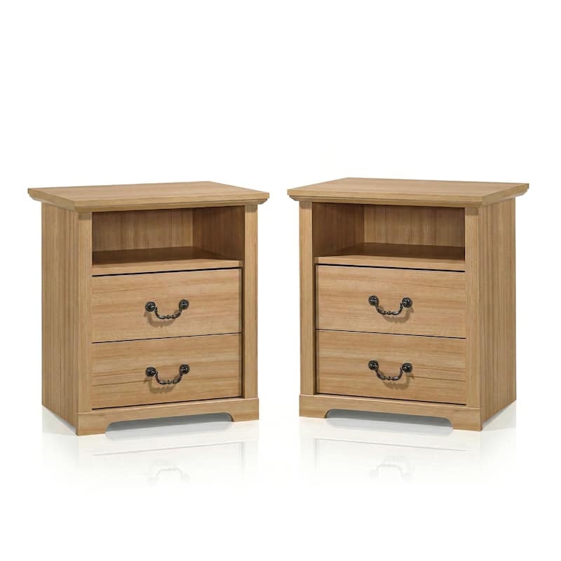247 Shop At Home Marie 2-Drawer Set of 2 Nightstands with Open Storage Shelf