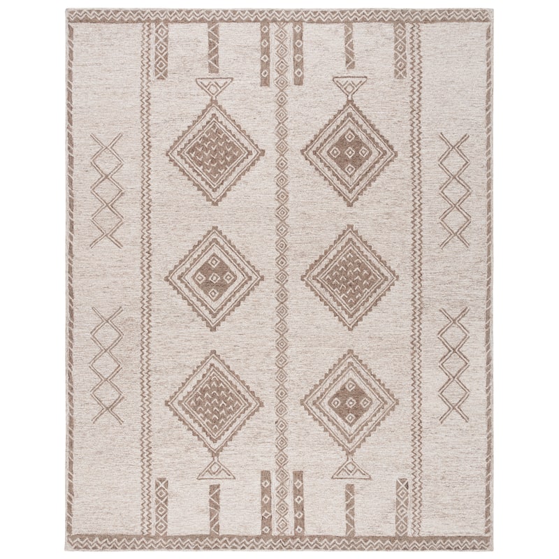 SAFAVIEH Handmade Kenya Tiburcia Rustic Southwestern Boho Wool Rug - 8' x 10' - Brown/Beige