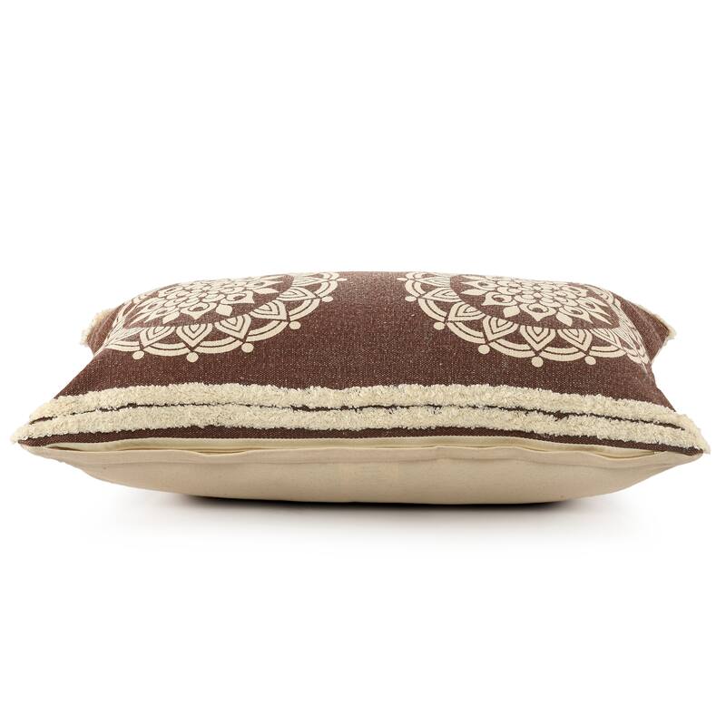Sevita Floral Medallion Lumbar Throw Pillow with Stripe Border