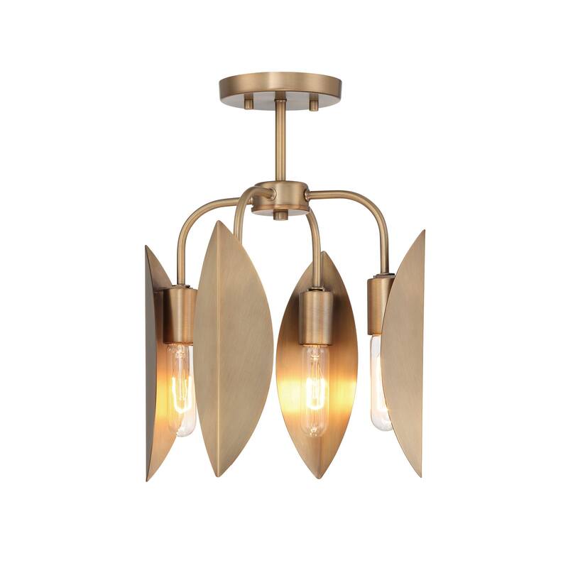 Eden 12.25 in. 4-Light Old Satin Brass Modern Semi Flush Mount Light