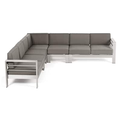 Cape Coral Outdoor 7-seat Aluminum Sectional Sofa Set by Christopher Knight Home