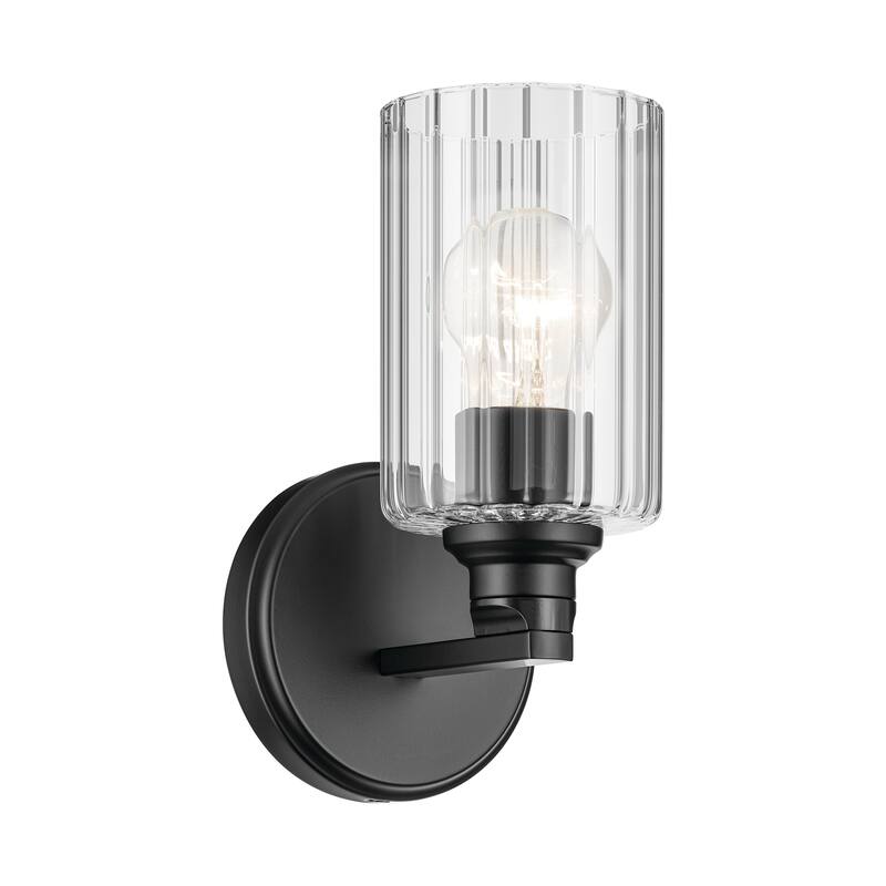 Kichler Lighting Gioe 9.5" 1-Light Wall Sconce with Clear Fluted Glass in Black