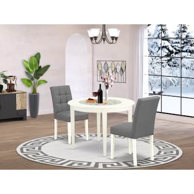 East West Furniture Dinette Set Includes a Round Kitchen Table and Chairs, Linen White (Pieces Options)