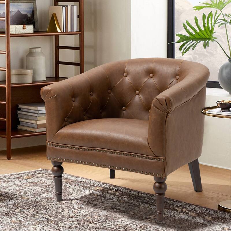 25 " Wide Tufted Accent Chair Armchair - BROWN - SINGLE