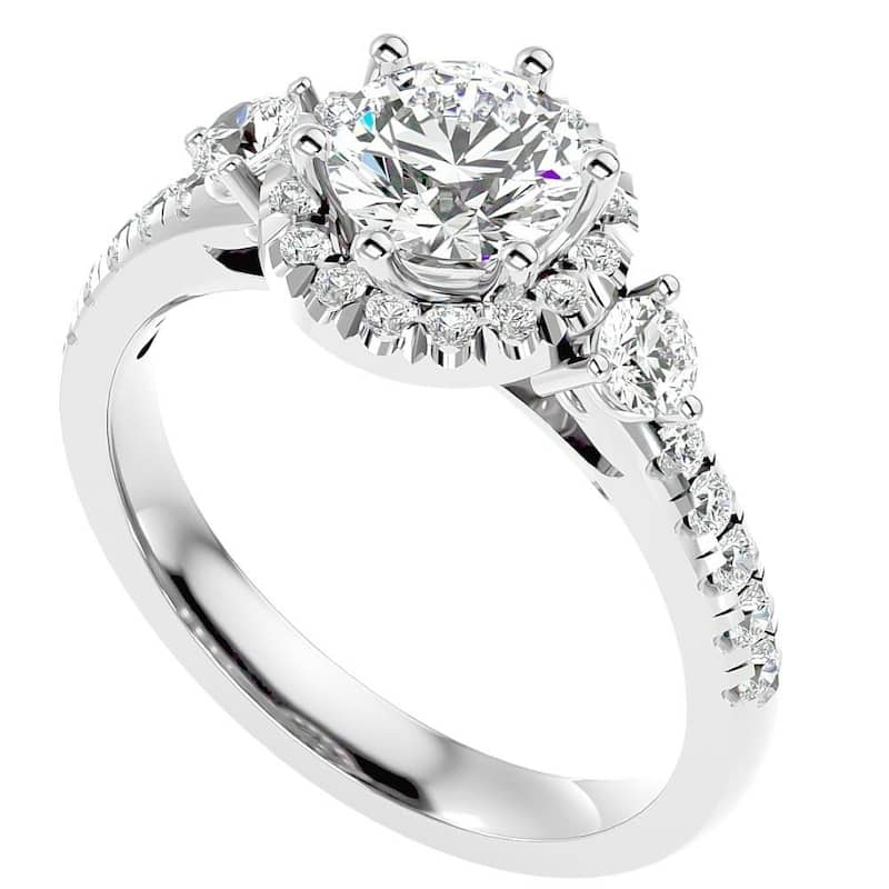 1 1/2Ct Moissanite & Diamond Engagement Ring in White, Yellow, or Rose Gold