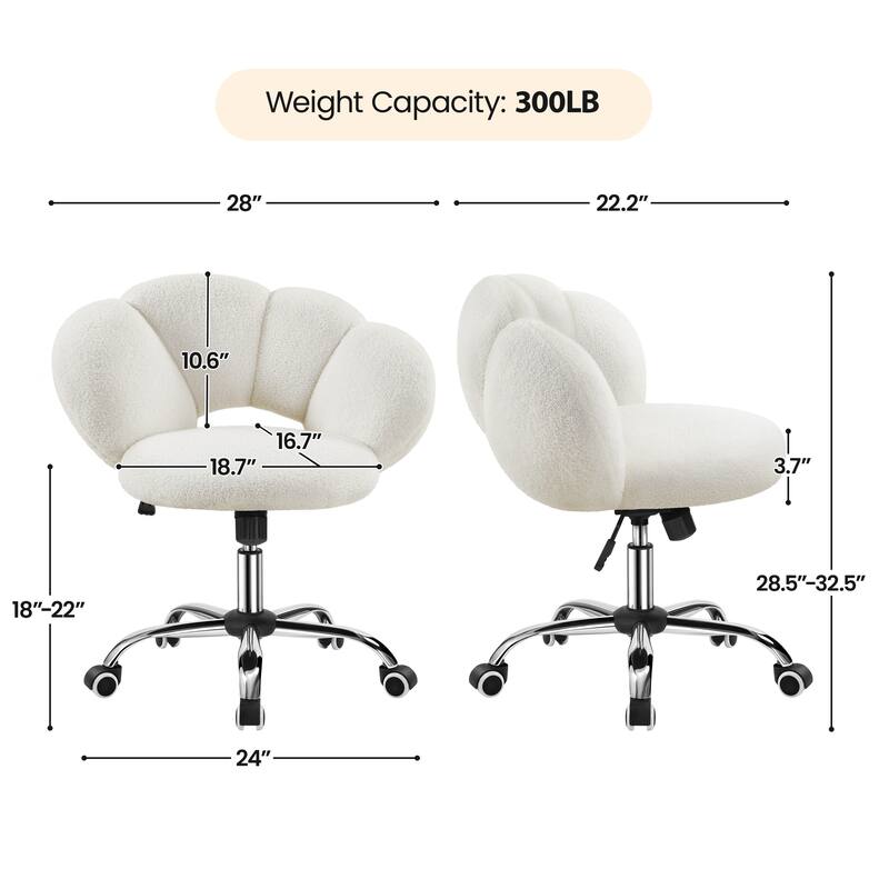 Yaheetech Upholstered Desk Chair Rolling Computer Chair with Cloud-shaped Backrest