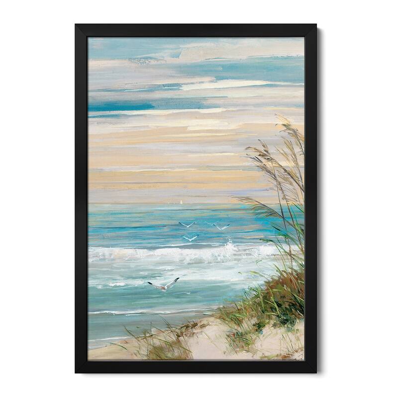 Beach at Dusk Premium Framed Poster by Sally Swatland - Black - 24x32x1
