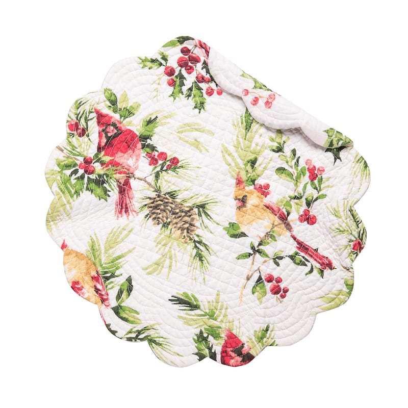 Ruby Cardinal Round Placemats Set of 6, 17"