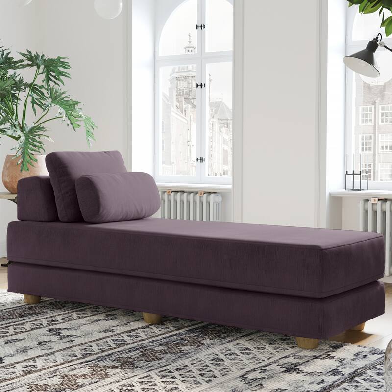 Jaxx Balshan Cushioned Micro-velvet Convertible Chaise Lounge Daybed - Pinot