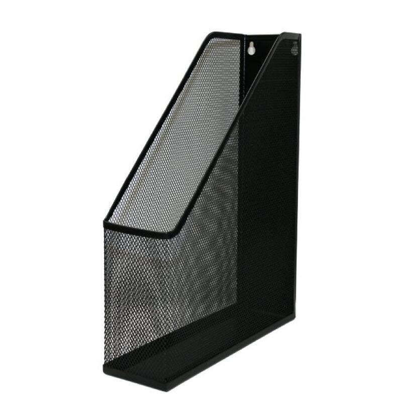 Mesh Steel Wall mount Hanging or Desktop Magazine Document Letter Mail File Holder 12 In. H 10 In. L 3 In. W, pack of 1 - Black